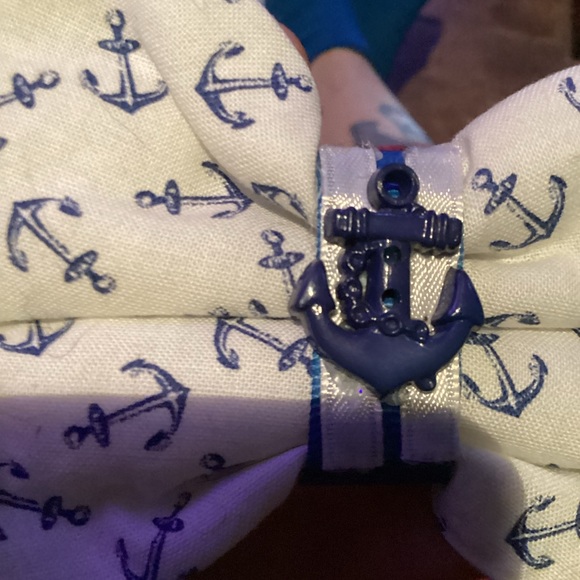 HANDMADE BY Ozpunk NEW OOK Rockabilly sailor punk linen hair bow hairbow - Picture 2 of 5